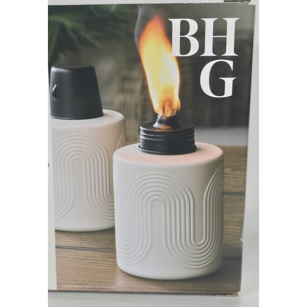 NEW Better Homes & Gardens Amy Ceramic Tabletop Torches 2 Pack White